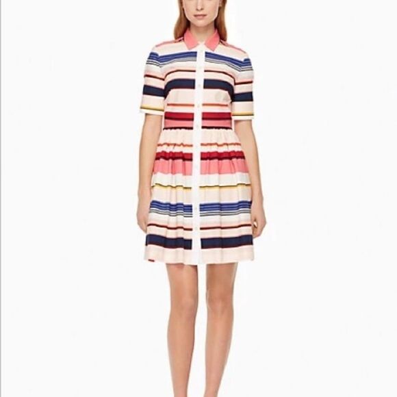 Kate Spade Berber Spice Things Up Stripe Shirt Dress - Picture 1 of 12